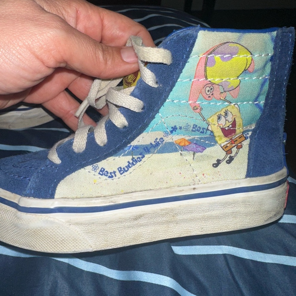 Blue and White Sneakers with Unique Custom Artwork